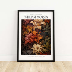 William Morris Prints - Rich Floral Foliage Pattern Art Print - Autumnal Botanical Poster in a decorative frame.