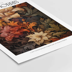 William Morris Prints - Rich Floral Foliage Pattern Art Print - Autumnal Botanical Poster featuring intricate floral design.