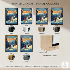 Winter Park Print Colorado framed canvas options in black, white, natural, brown, gold, and silver.