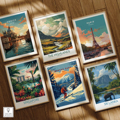 Winter Park Print Colorado ski poster among travel prints of Venice, Paris, Singapore, and Sri Lanka.