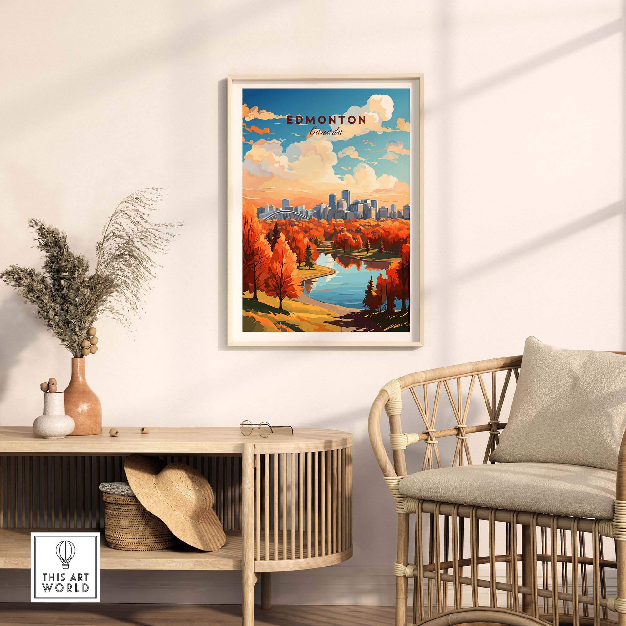 Edmonton Poster showing the Edmonton Skyline in Autumn - Exclusive to ThisArtWorld