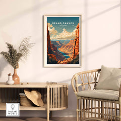 Grand Canyon poster displayed in a modern interior, showcasing Arizona's natural beauty in a stylish frame.