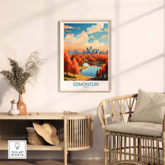 Edmonton Wall Art Print showing the Edmonton Skyline in Autumn - Exclusive to ThisArtWorld