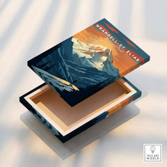 Wrangell-St. Elias National Park art print on canvas with mountain sunset design.