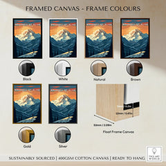 Wrangell-St. Elias National Park art print in six frame color options, mountain sunset design