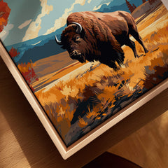Yellowstone Print | National Park featuring a bison in colorful natural scenery, perfect for wall decor.