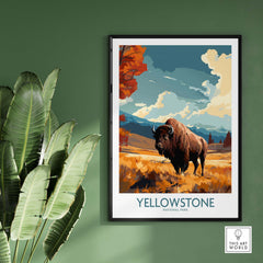 Yellowstone Poster | National Park featuring a bison in a vibrant landscape, perfect for a unique gallery wall.