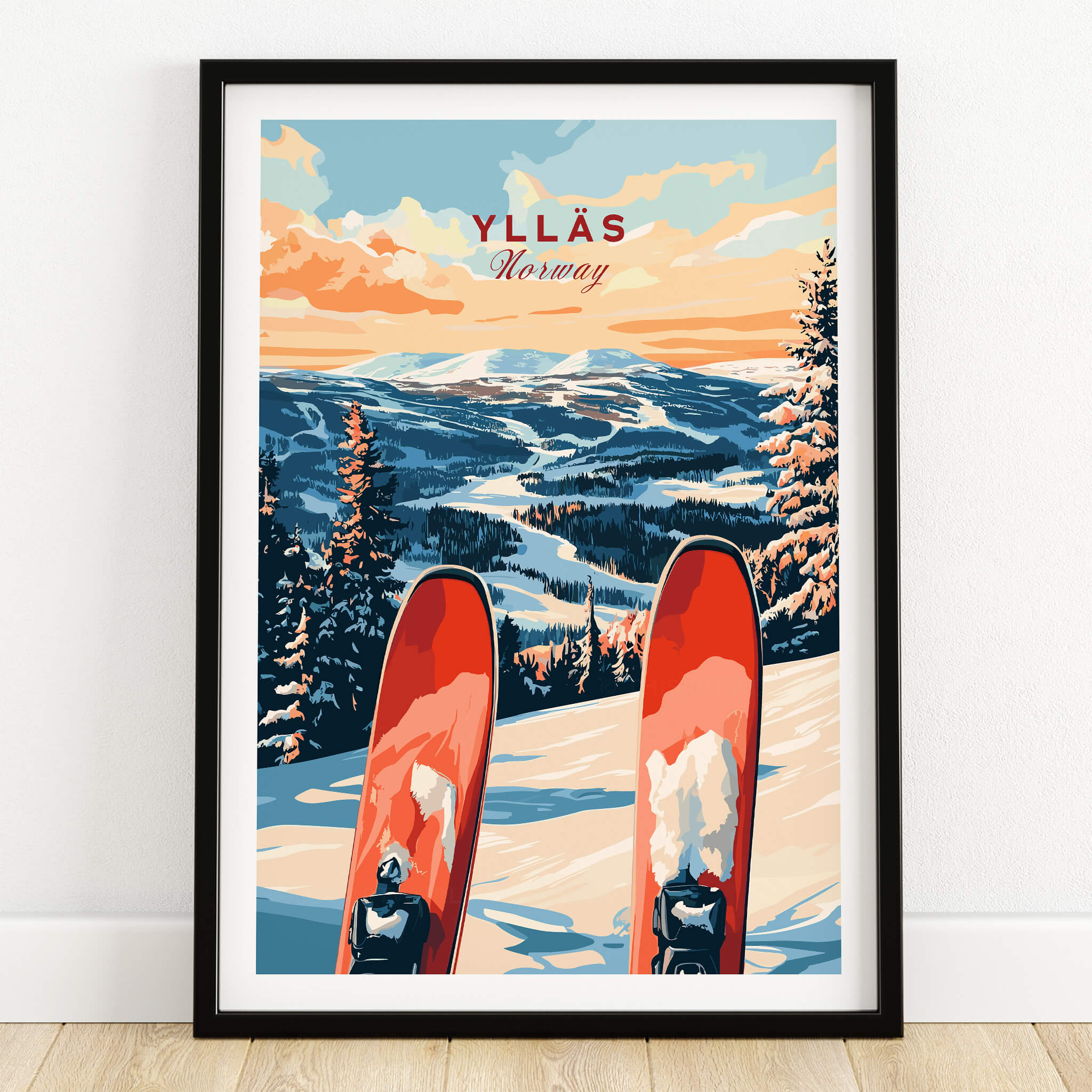 Ylläs Norway Ski Poster | Winter Landscape Wall Art