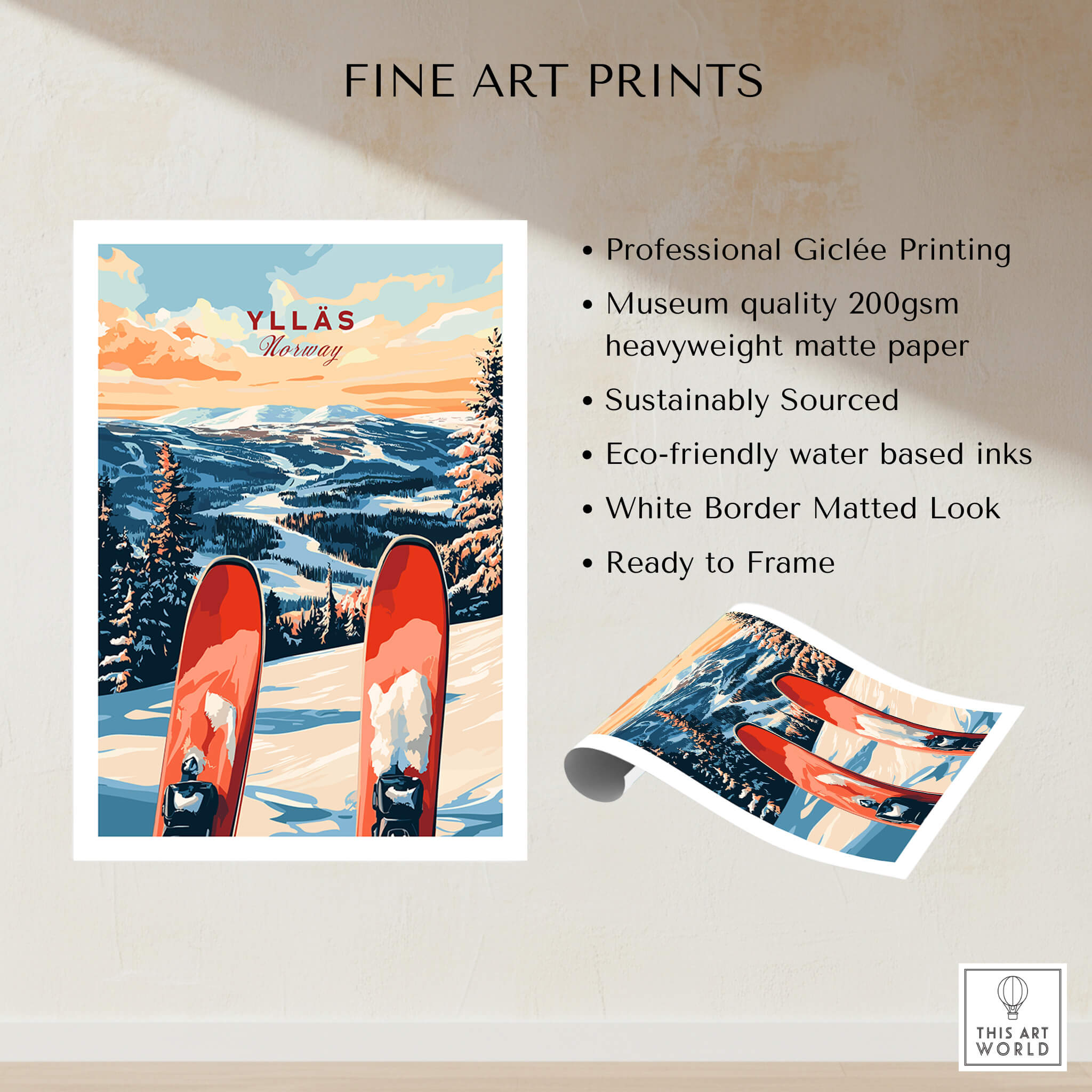 Ylläs Norway Ski Poster | Winter Landscape Wall Art