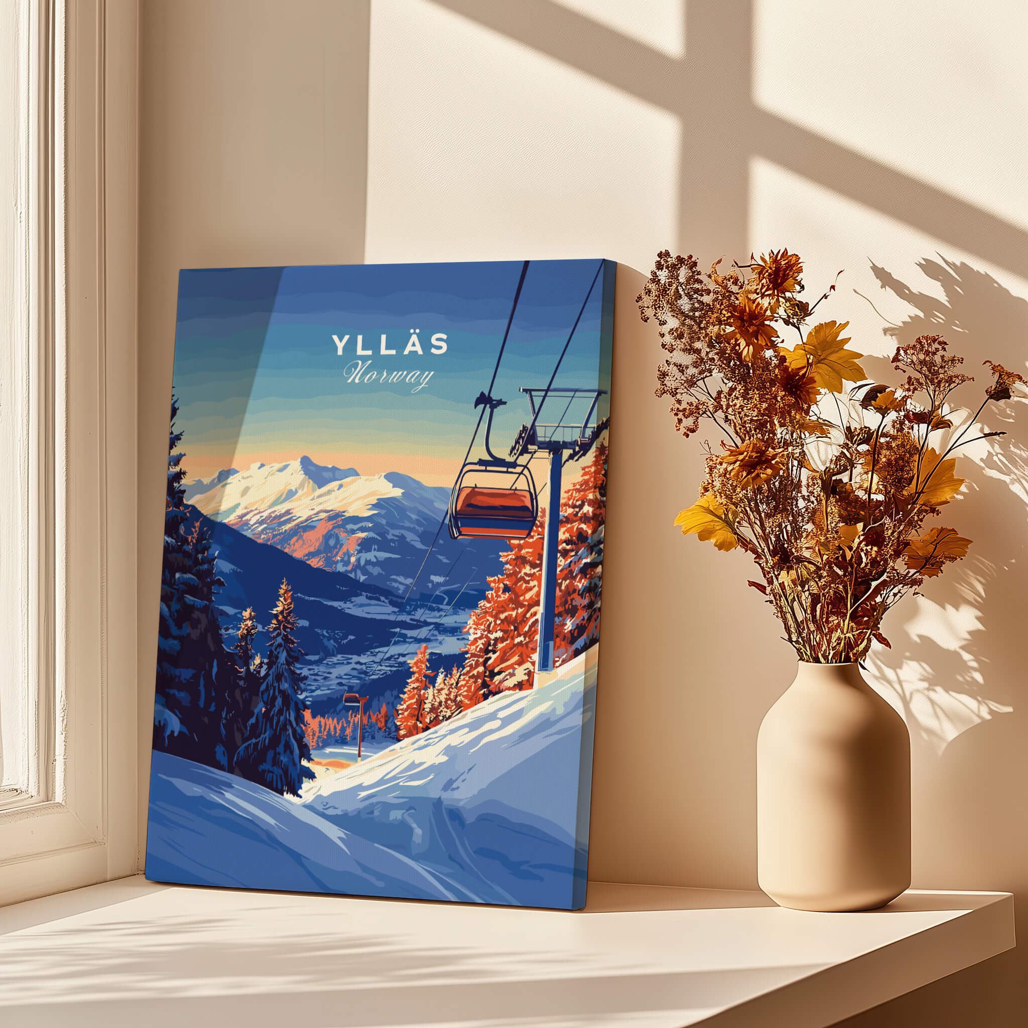 Ylläs Ski Lift Poster | Norway Winter Travel Art