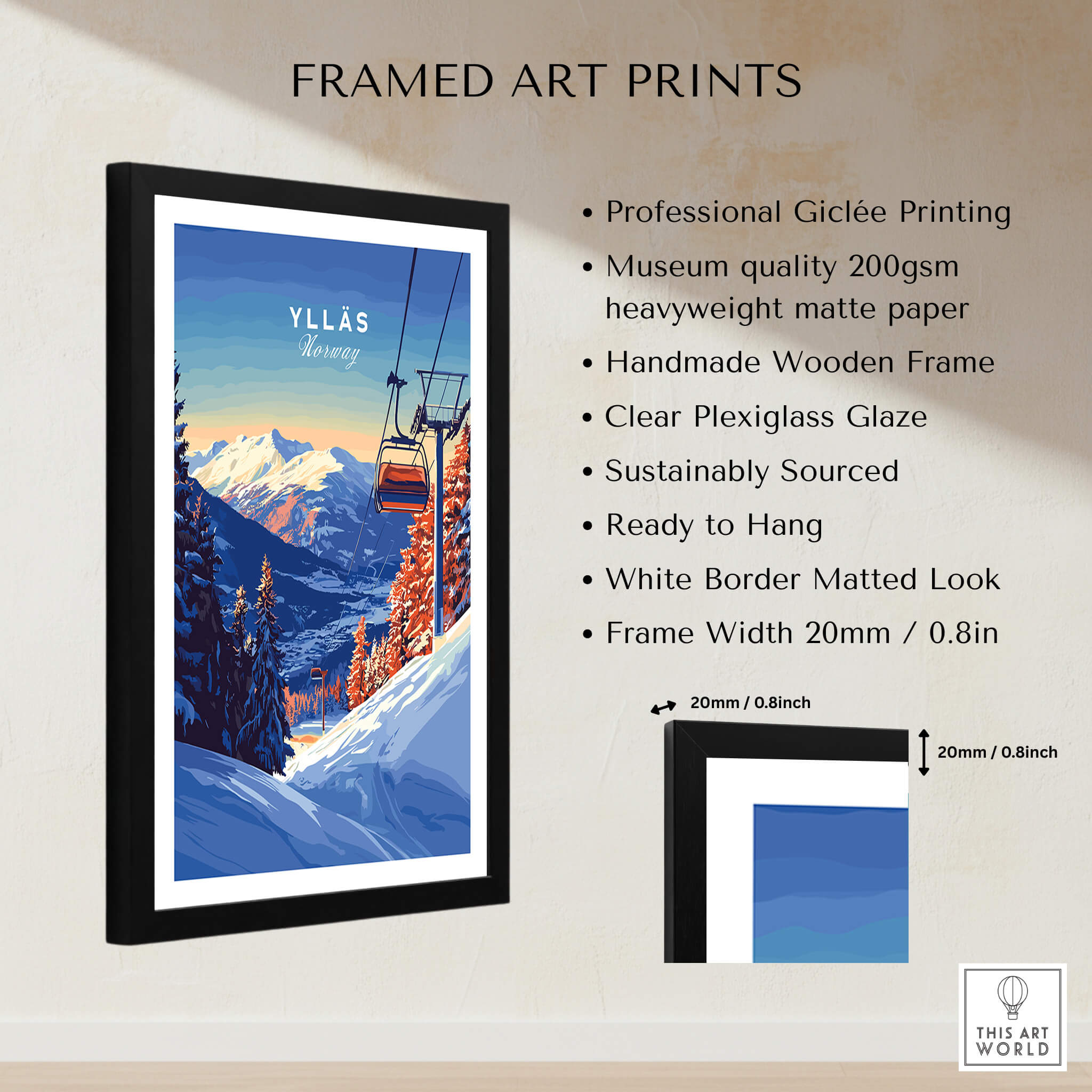 Ylläs Ski Lift Poster | Norway Winter Travel Art