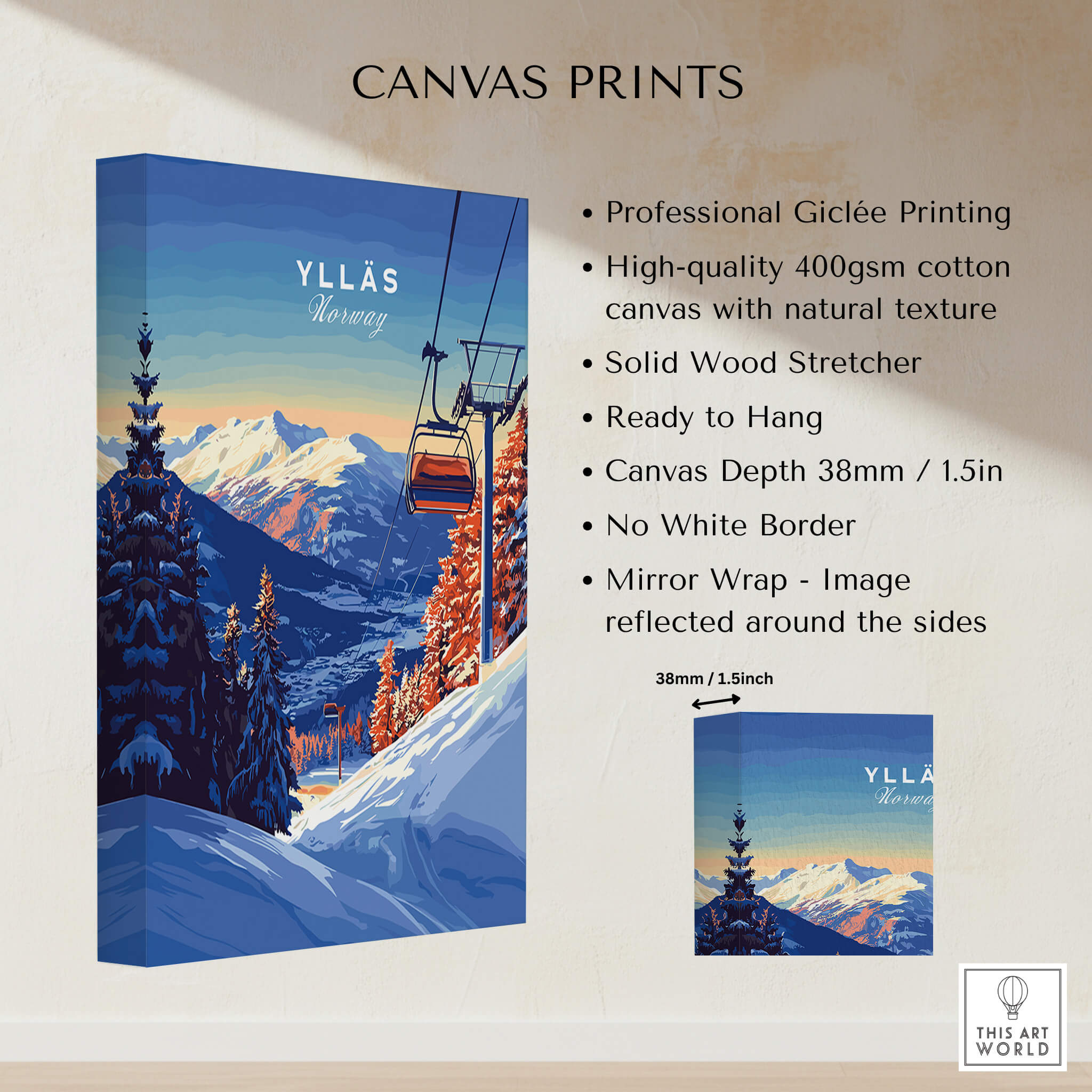 Ylläs Ski Lift Poster | Norway Winter Travel Art