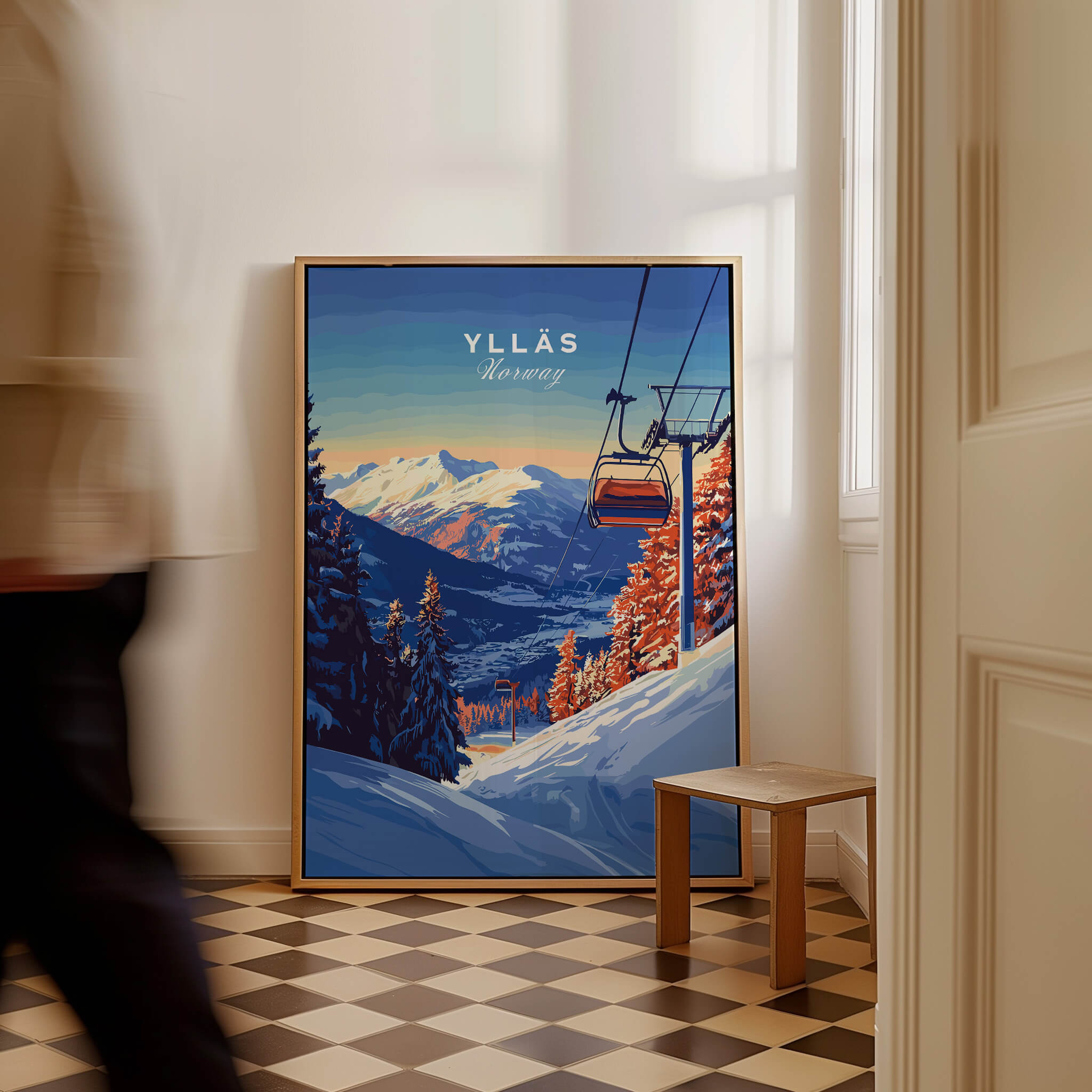 Ylläs Ski Lift Poster | Norway Winter Travel Art