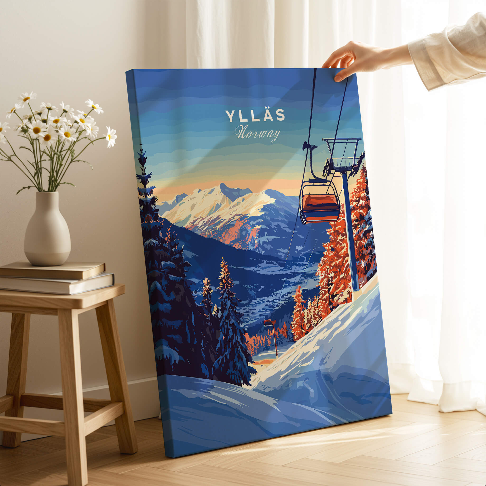 Ylläs Ski Lift Poster | Norway Winter Travel Art