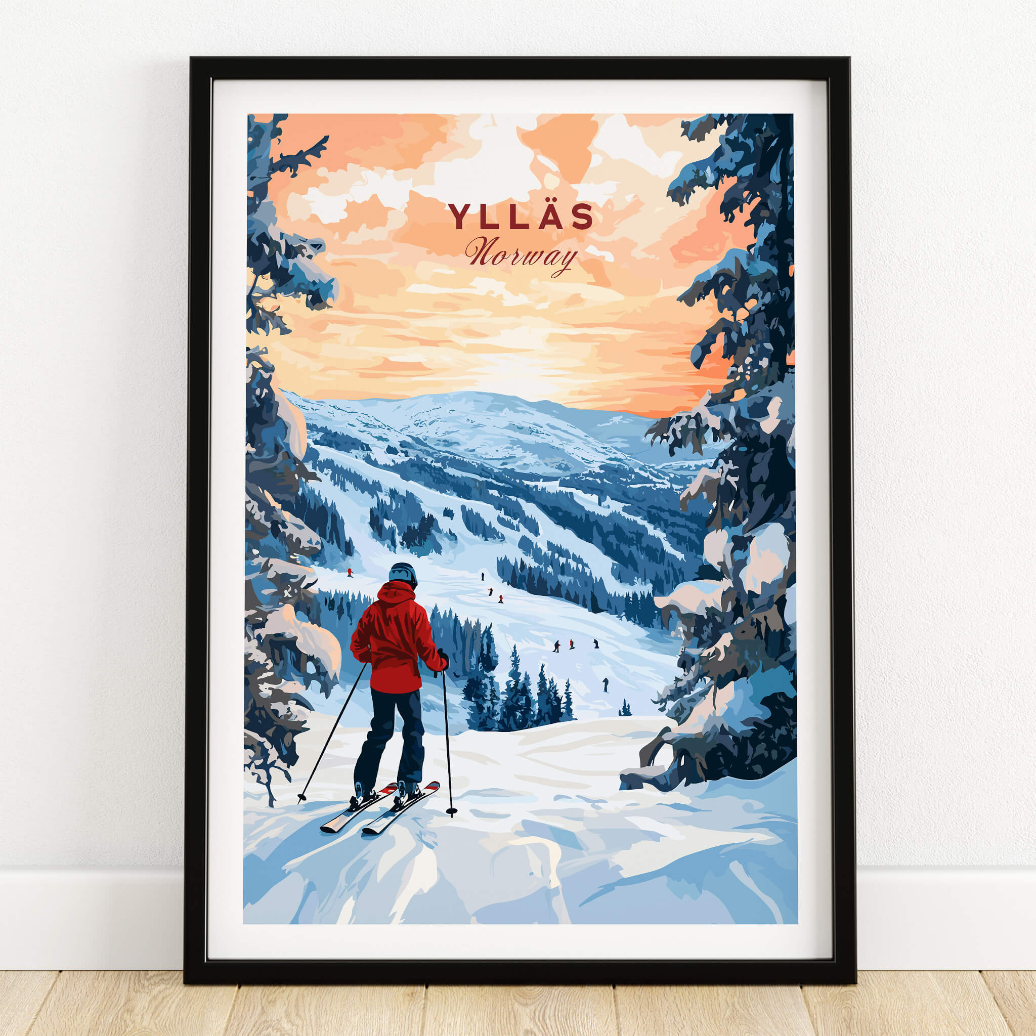 Skiing Ylläs Norway Poster | Ski Print