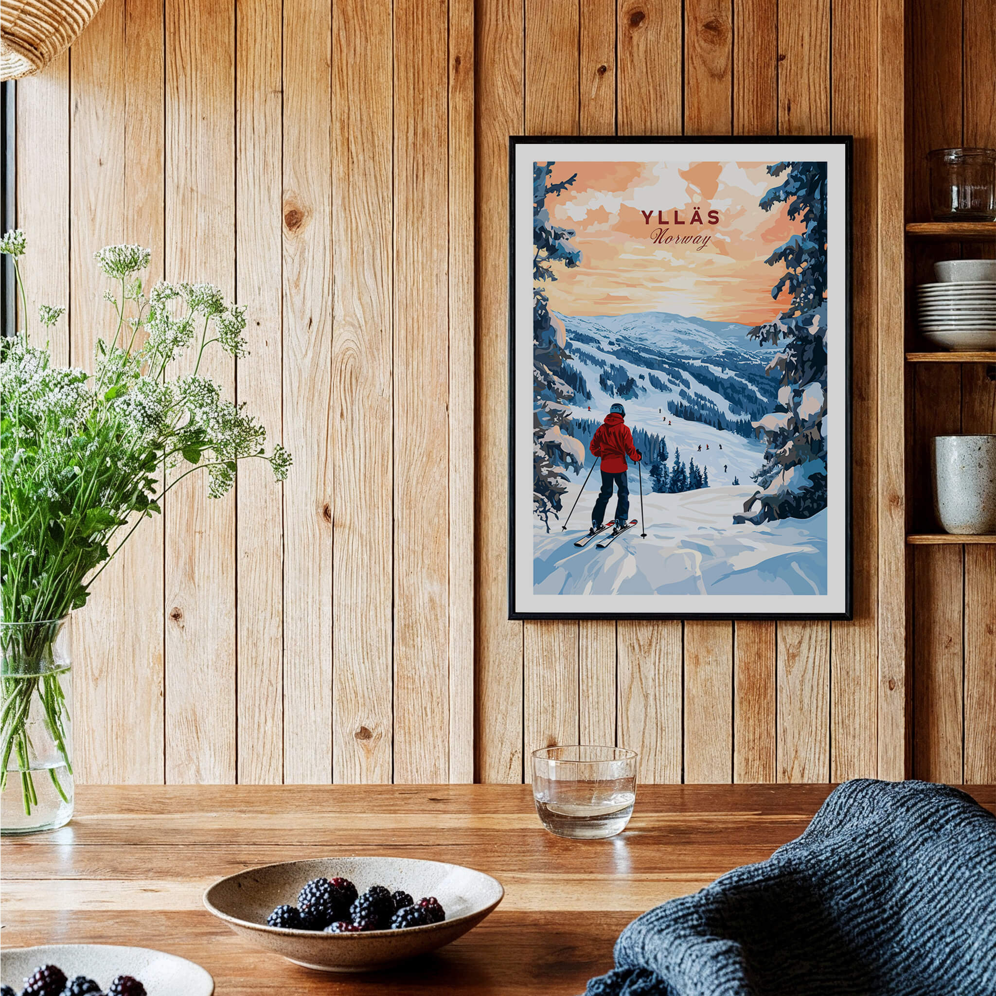 Skiing Ylläs Norway Poster | Ski Print