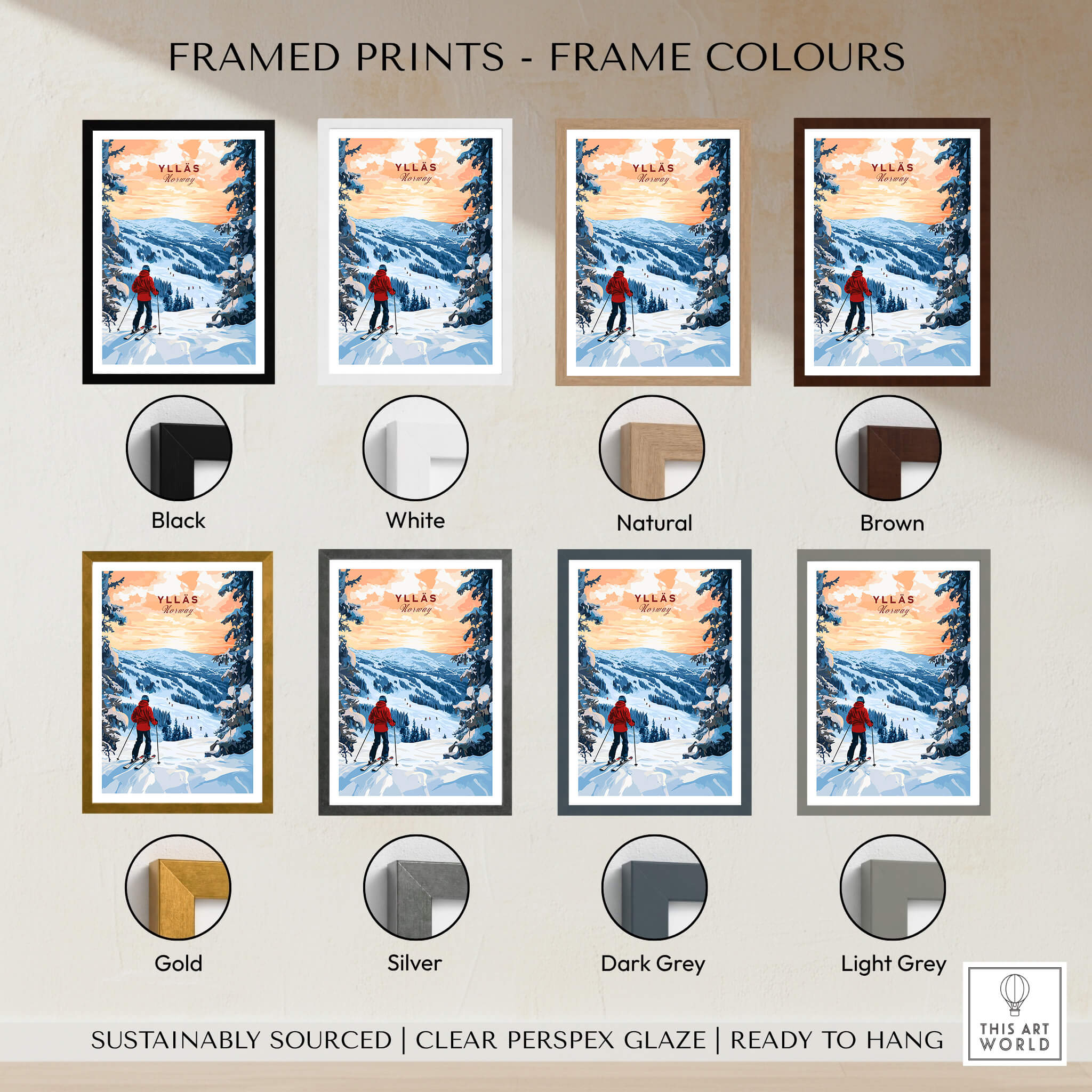 Skiing Ylläs Norway Poster | Ski Print