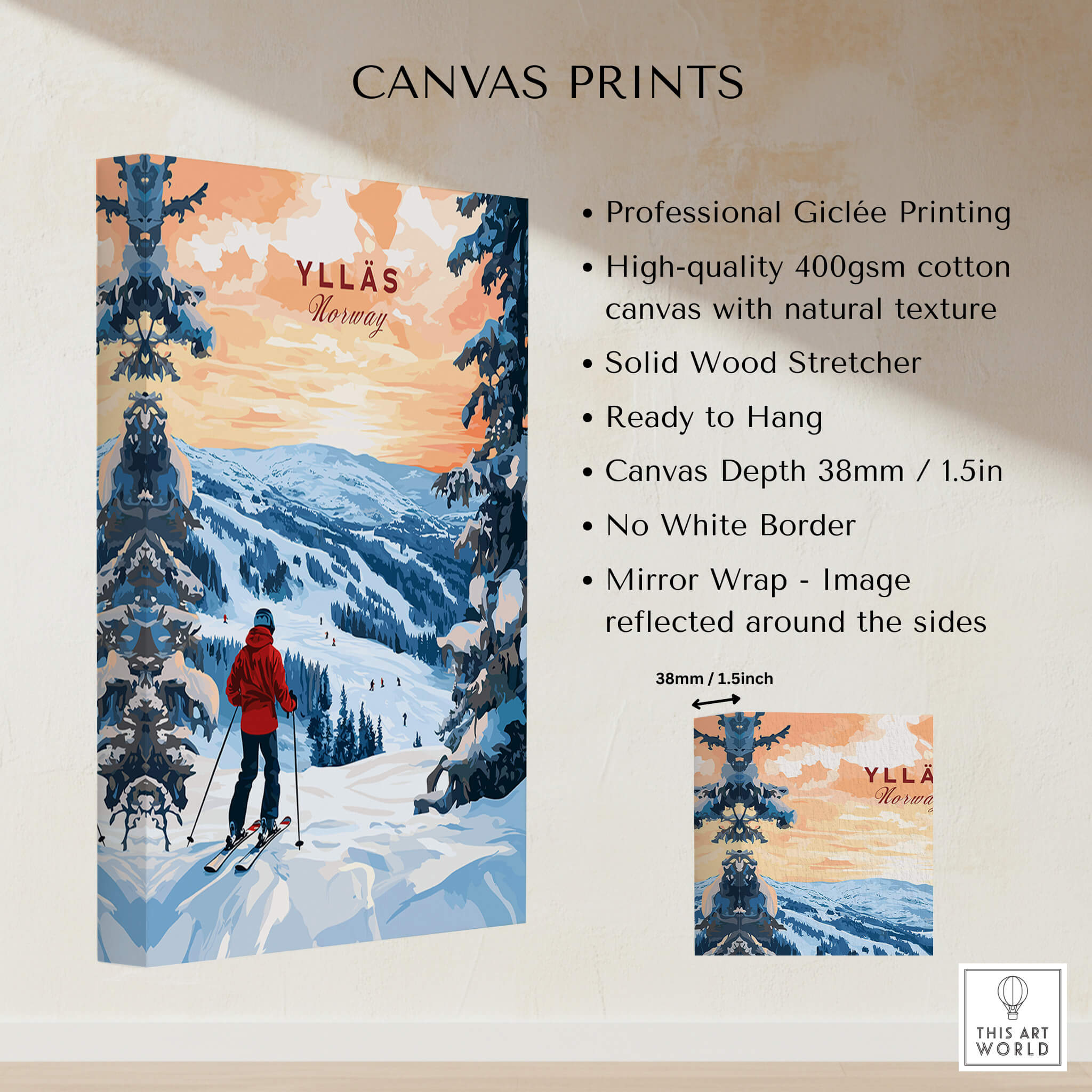 Skiing Ylläs Norway Poster | Ski Print