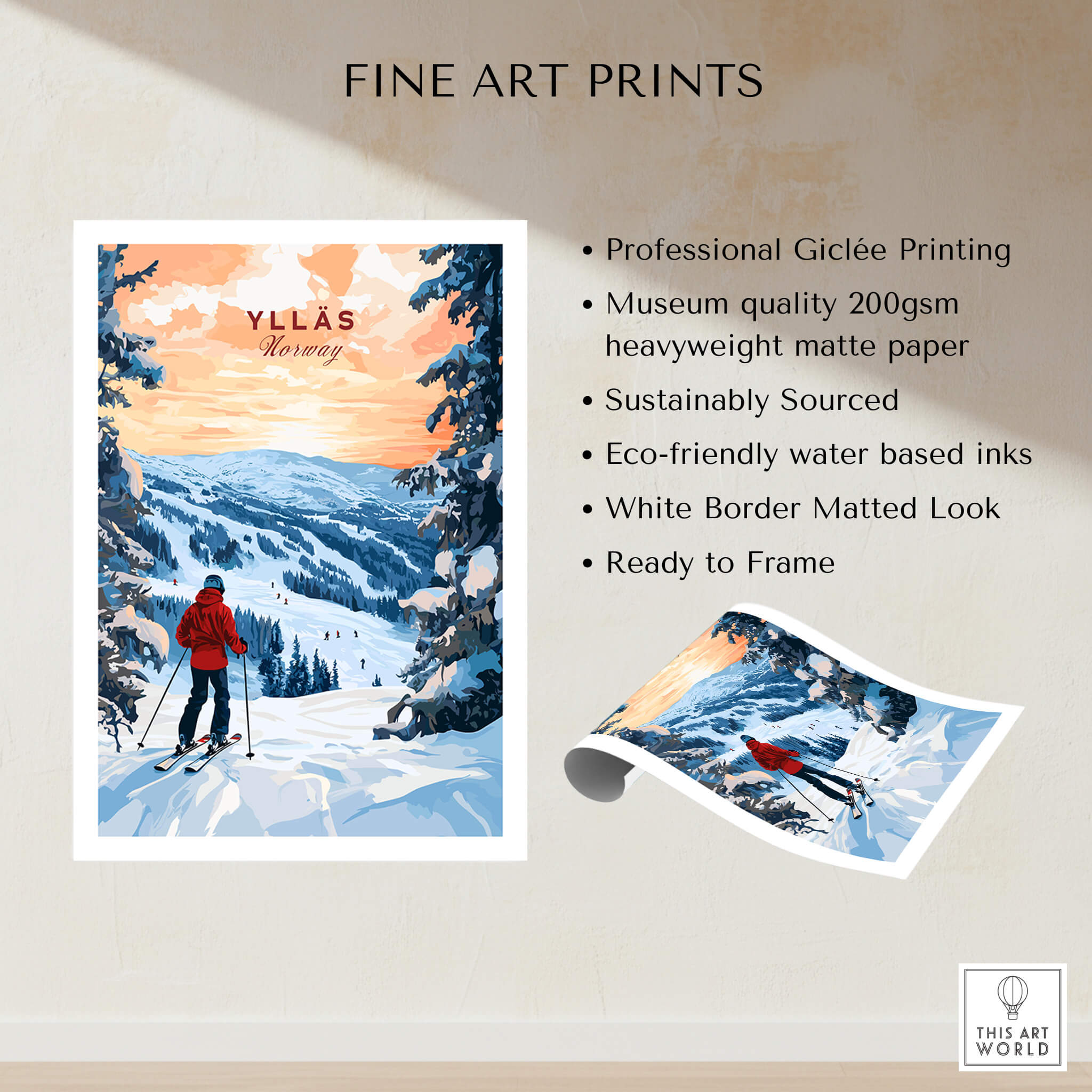 Skiing Ylläs Norway Poster | Ski Print