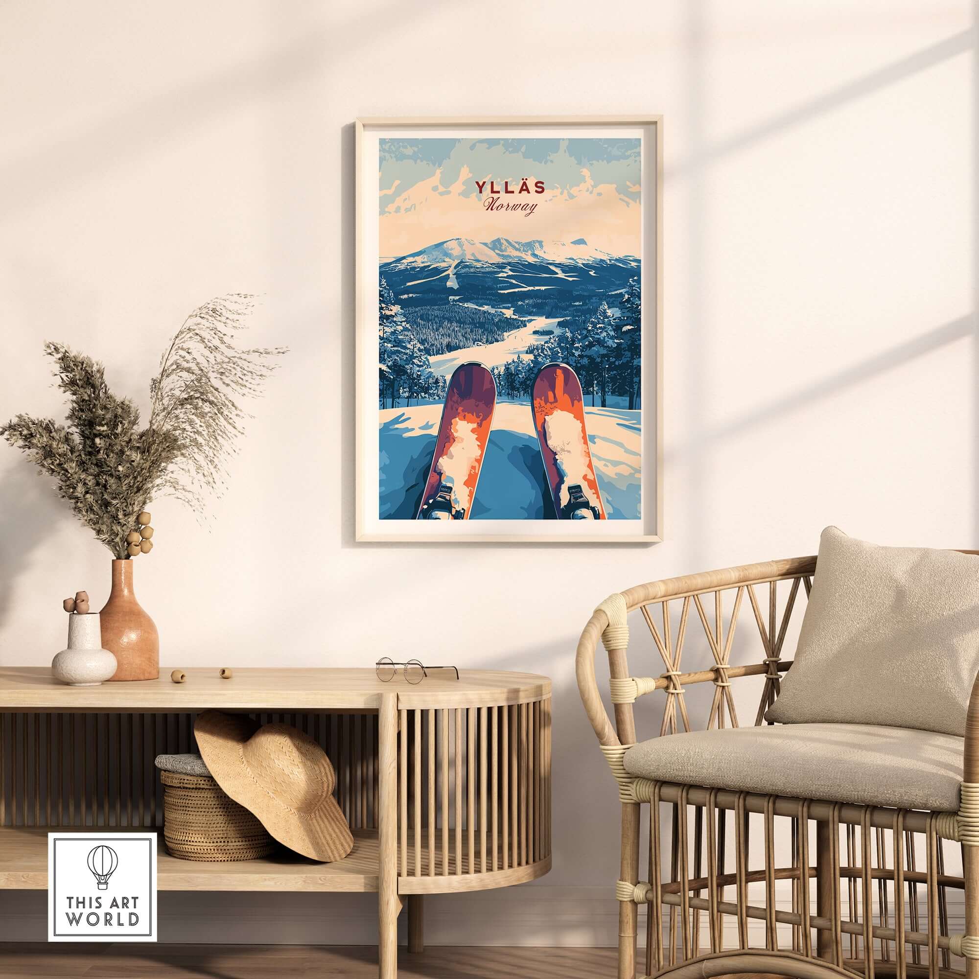 Ylläs Norway ski art print showcasing stunning slope views, perfect for winter sports enthusiasts.