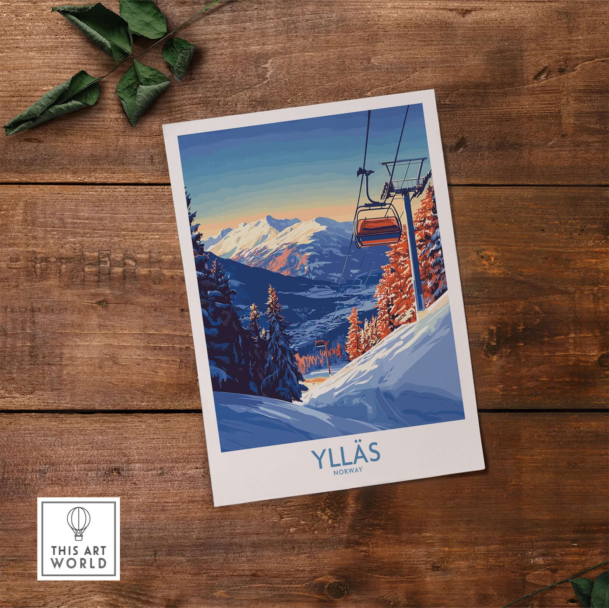 Ylläs Norway wall art featuring a ski chairlift and mountain landscape, perfect for winter adventure lovers.