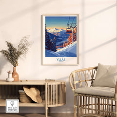 Ylläs Norway wall art featuring a ski chairlift ascending a snowy mountain landscape.