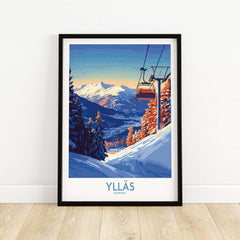 Ylläs Norway wall art featuring a ski chairlift and snowy mountain landscape print.