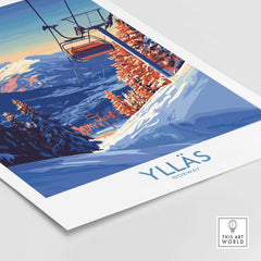 Ylläs Norway wall art featuring a ski chairlift against a snowy mountain landscape, perfect for winter adventure lovers.