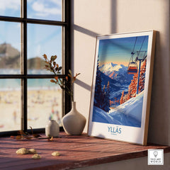 Framed Ylläs Norway wall art featuring a ski chairlift and snowy mountain landscape.