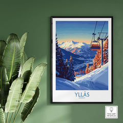 Ylläs Norway wall art featuring a ski chairlift ascending a snowy mountain landscape.