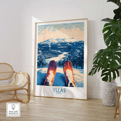Ylläs Winter Poster featuring a breathtaking skiing view from the top of the slopes in Norway.
