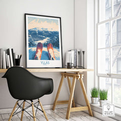 Ylläs winter poster showcasing a skiing view from the slopes, perfect decor for winter enthusiasts.