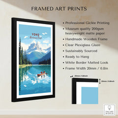 Framed Yoho National Park wall art print with measurement details and matte paper highlights