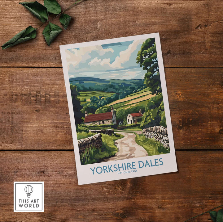 Vibrant Yorkshire Dales National Park art print showcasing scenic landscapes and tranquil countryside. Perfect for nature lovers.