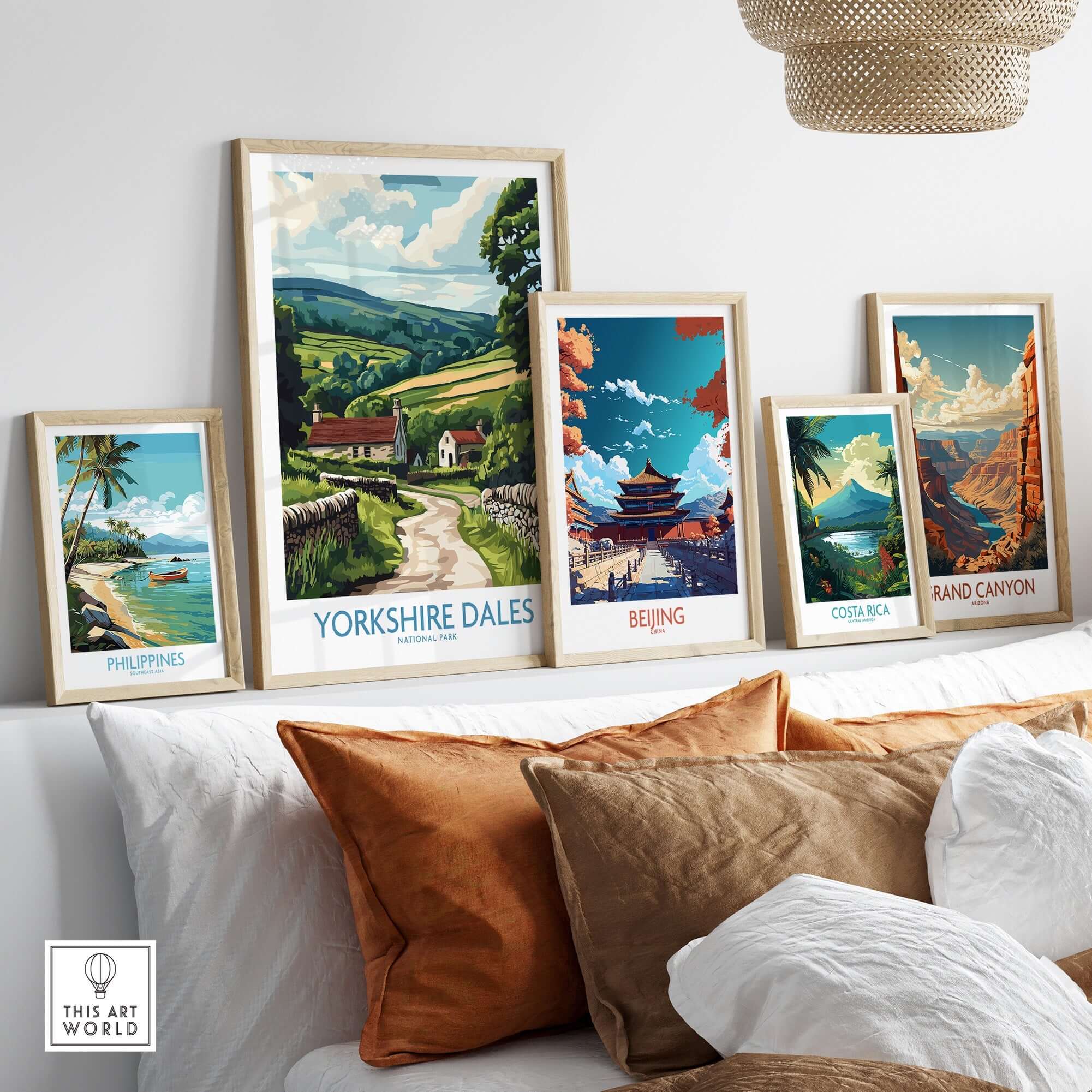 Yorkshire Dales National Park Art Print displayed among other art prints in a stylish home setting