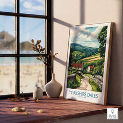 Yorkshire Dales National Park Art Print featuring vibrant landscapes by a window.