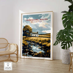 Yorkshire Dales National Park England Poster displayed in a stylish interior, showcasing natural beauty and tranquility.
