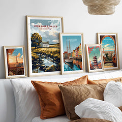 Yorkshire Dales National Park England Poster among framed city posters displayed in a cozy living space.