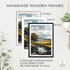 Yorkshire Dales National Park England Poster framed in handmade wooden frames in natural, white, and black finishes.