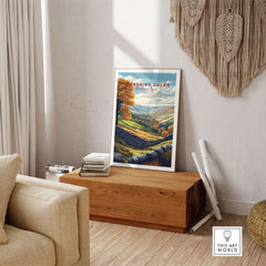Yorkshire Dales National Park Print displayed in a cozy living room, capturing the natural beauty of the landscape.