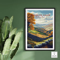 Yorkshire Dales National Park Print showcasing vibrant landscapes and autumn colors in a stylish frame.