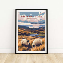 Yorkshire Dales National Park Print England showcasing rolling hills and sheep in a picturesque landscape