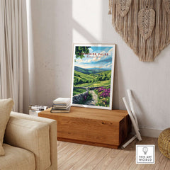Yorkshire Dales National Park Wall Art featuring vibrant landscapes and scenic views in a cozy home setting.