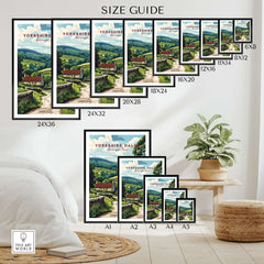 Size guide for Yorkshire Dales National Park Wall Art Poster in various dimensions.