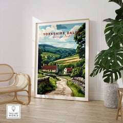 Yorkshire Dales National Park Wall Art Poster featuring rolling hills and picturesque villages.
