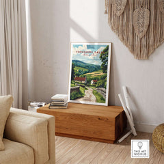 Yorkshire Dales National Park Wall Art Poster displayed in a cozy living room setting.