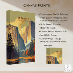Yosemite Print showcasing stunning canvas details and quality features for nature enthusiasts.