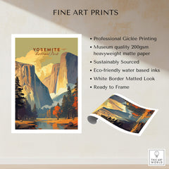 Yosemite Print showcasing vibrant artwork of Yosemite National Park in professional Giclée printing on quality paper.