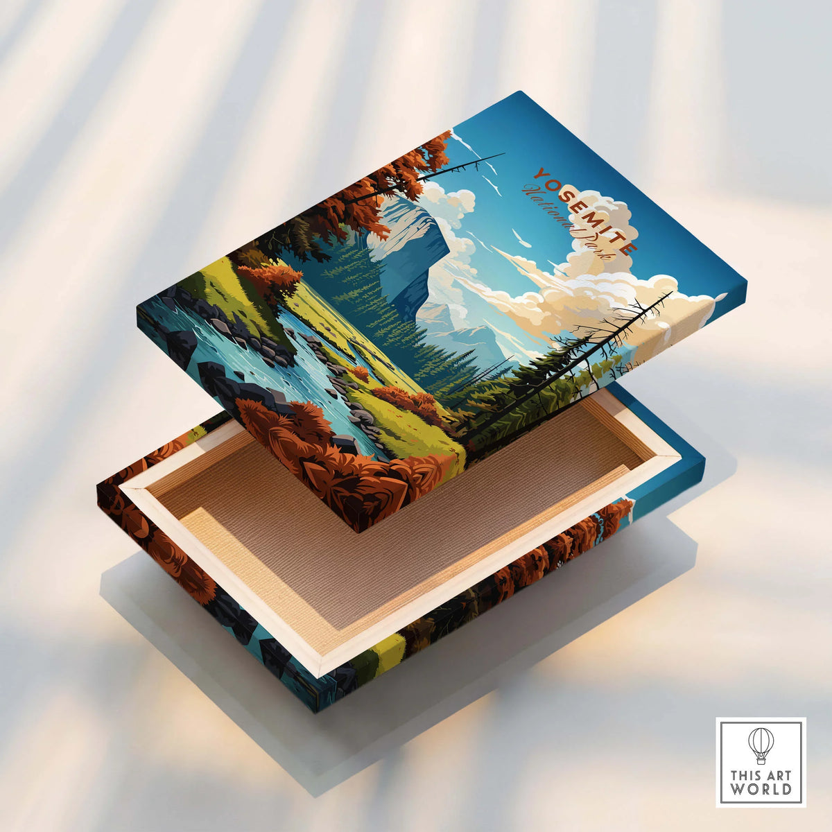Yosemite Poster | National Park art print on a decorative box with a vibrant landscape design.