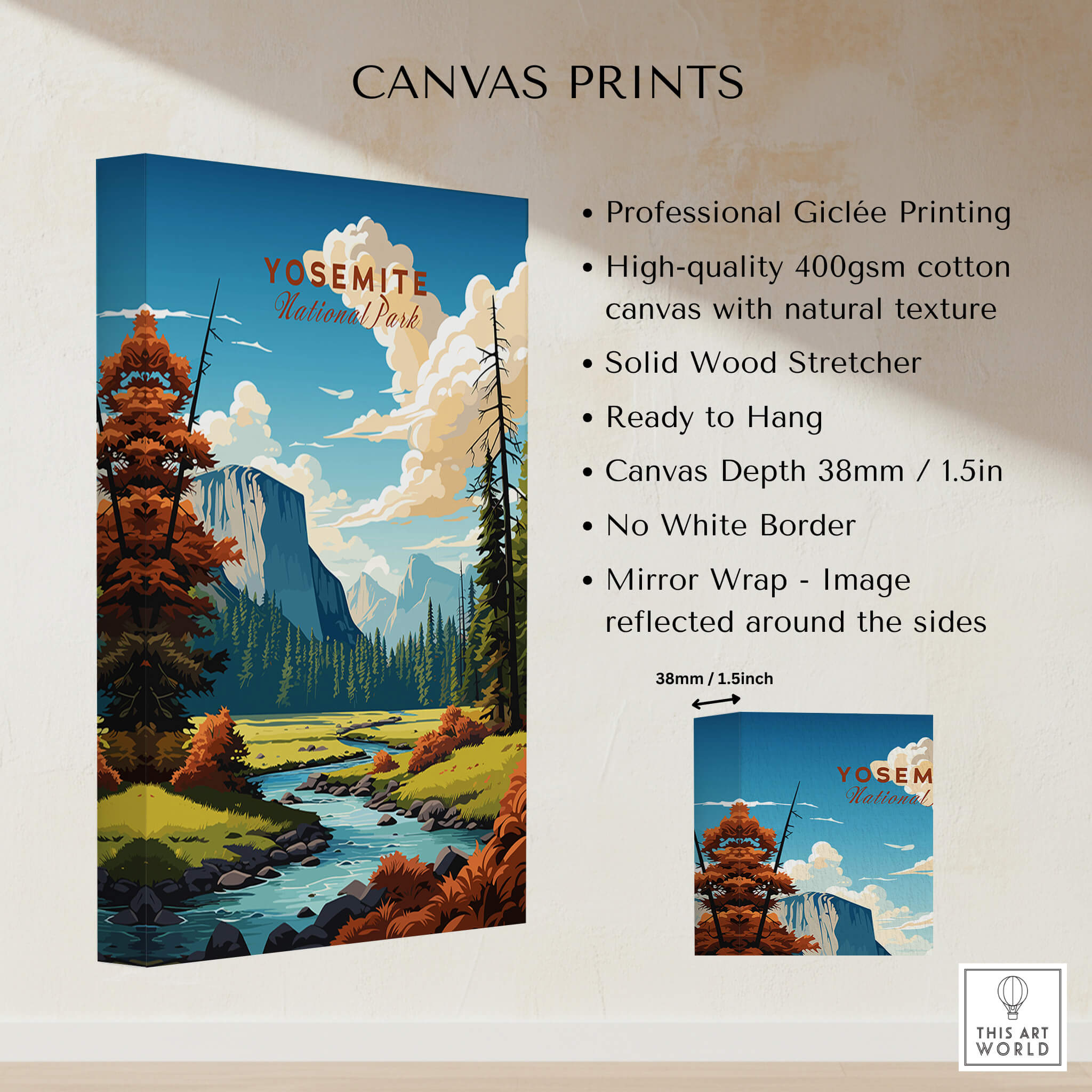 Yosemite Poster | National Park with vibrant colors and natural scenery, ready to hang on your wall.